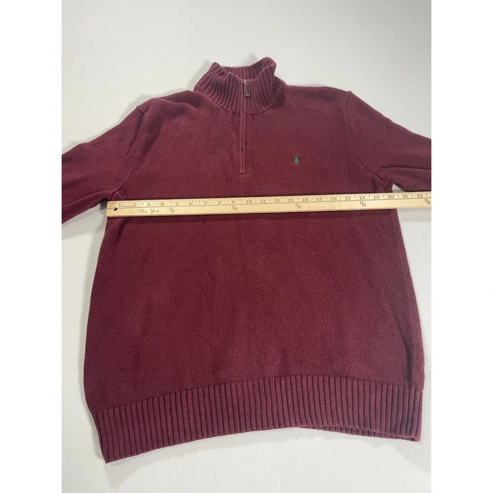 Polo Ralph Lauren Jacket Mens Medium Maroon 1/4 Zip Sweater Green‎ Pony Pullover